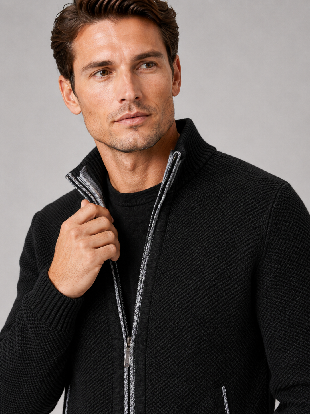 Herren Fleece-Strickjacke mit Reißverschluss