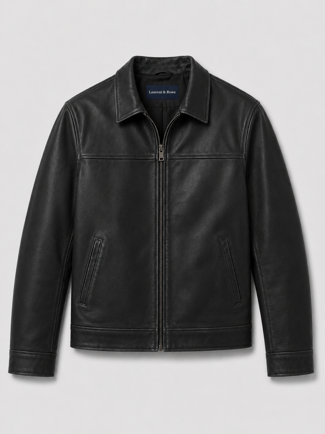 Veste aviateur en cuir pour hommes avec fermeture éclair
