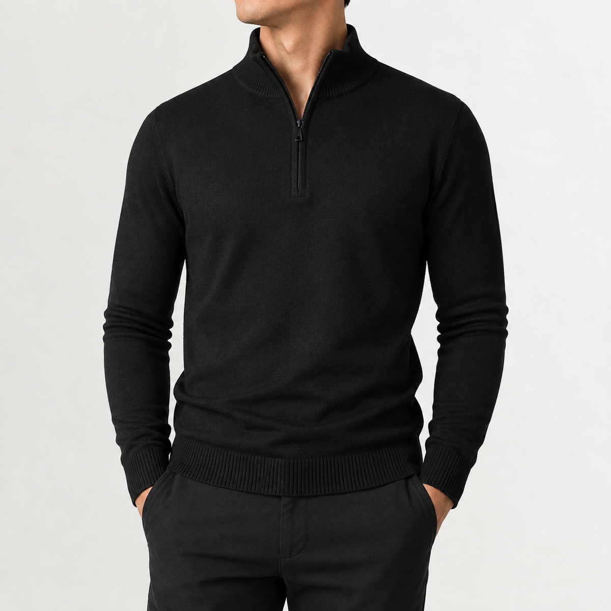 Herren Pullover mit Reißverschluss und Strick