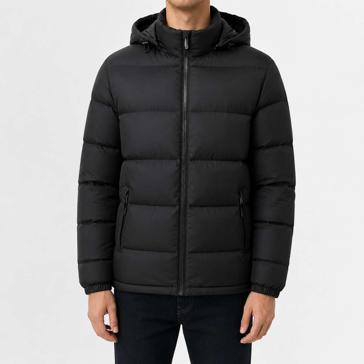 Heren doorgestikte jas met capuchon Warm en comfortabel voor de winter