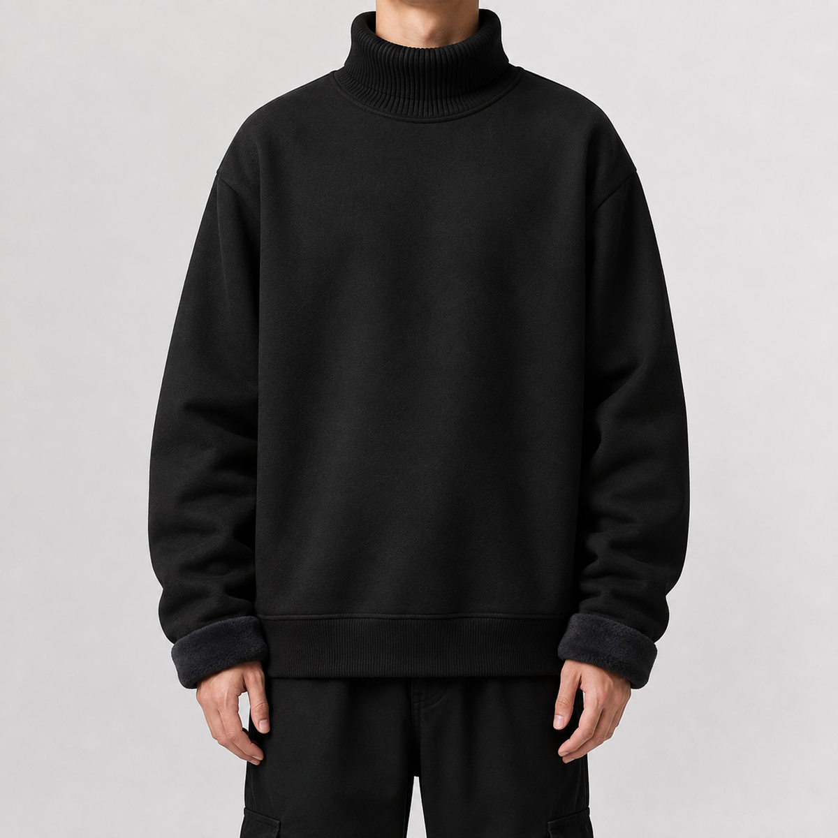 Oversized Herren Fleecepullover Gefüttert