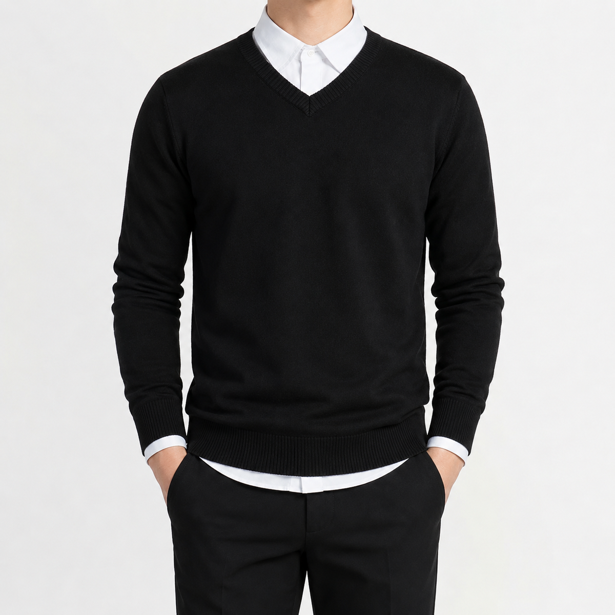 Herren Pullover mit V Ausschnitt Leicht und Klassisch