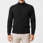 Cardigan homme en maille avec col montant, fermeture éclair et coupe décontractée