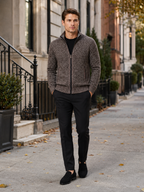 Herren Fleece-Strickjacke mit Reißverschluss