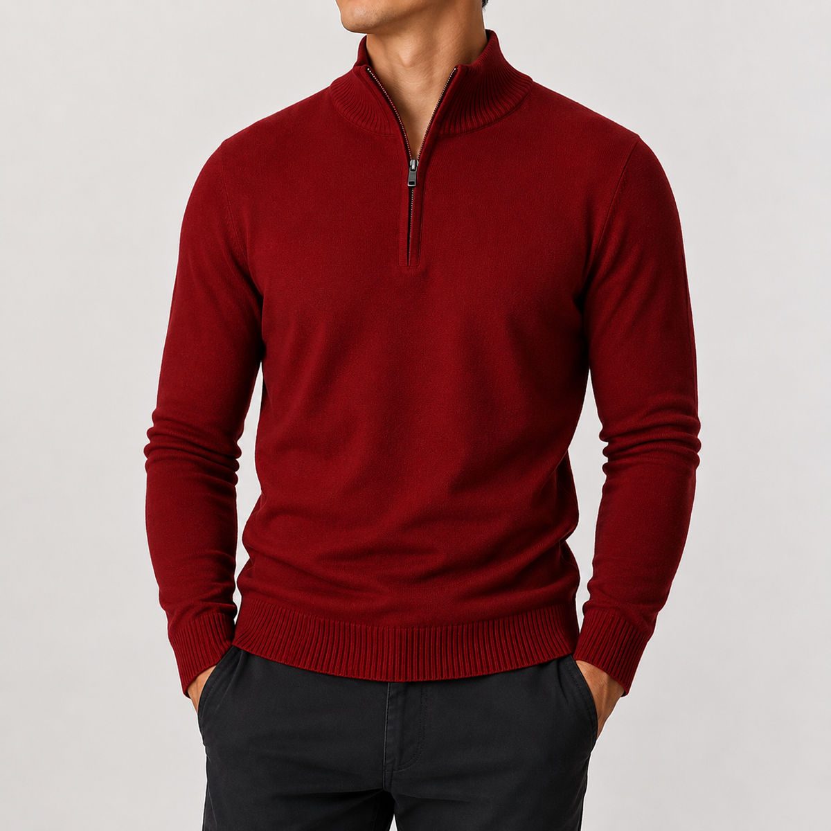 Herren Pullover mit Reißverschluss und Strick