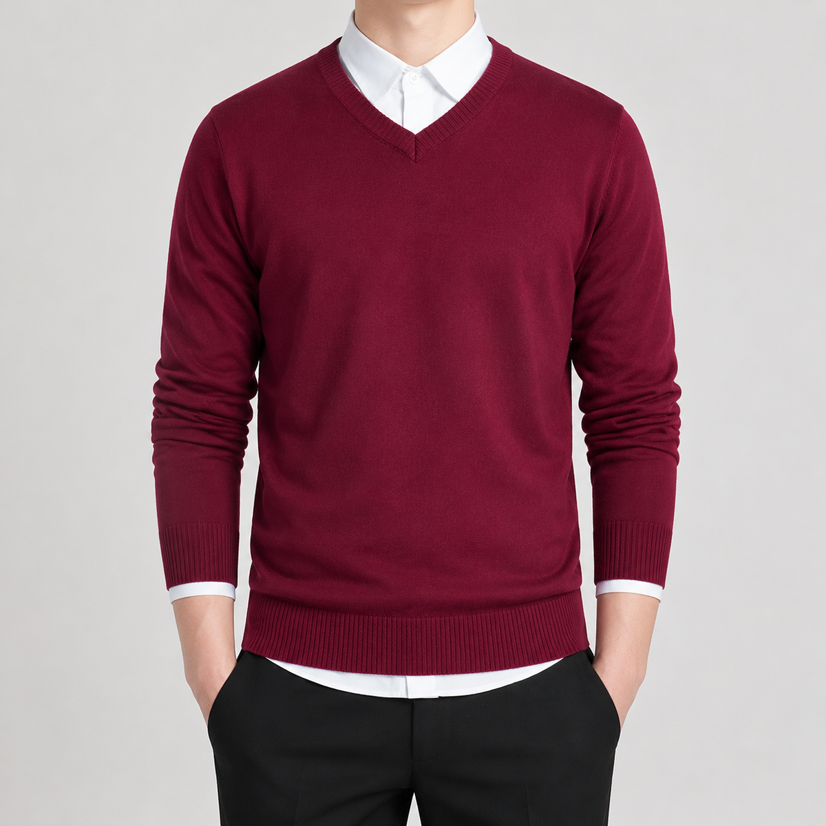 Herren Pullover mit V Ausschnitt Leicht und Klassisch