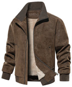 Zwarte herenjas in suède-look met warme fleece voering