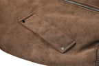 Zwarte herenjas in suède-look met warme fleece voering