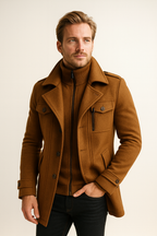 Manteau élégant pour homme en mélange de laine