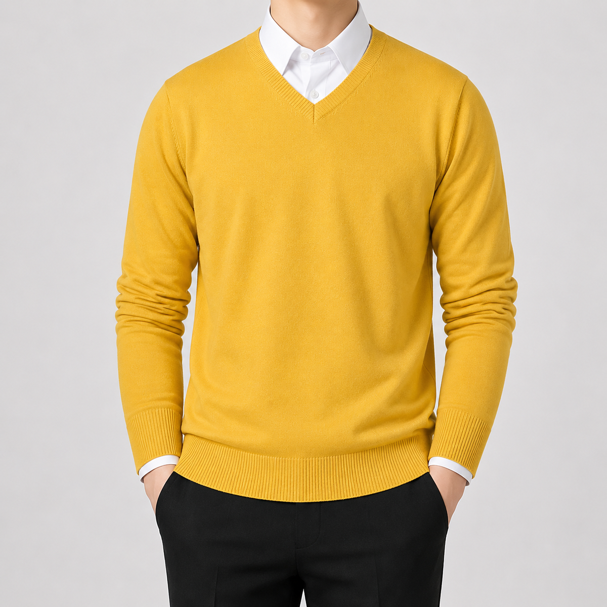 Herren Pullover mit V Ausschnitt Leicht und Klassisch