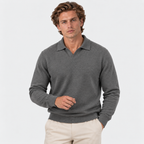 Herren Strickpolopullover mit offenem Kragen