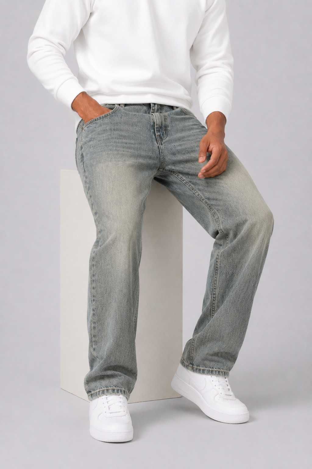 Herren Straight Fit Jeans mit Waschung