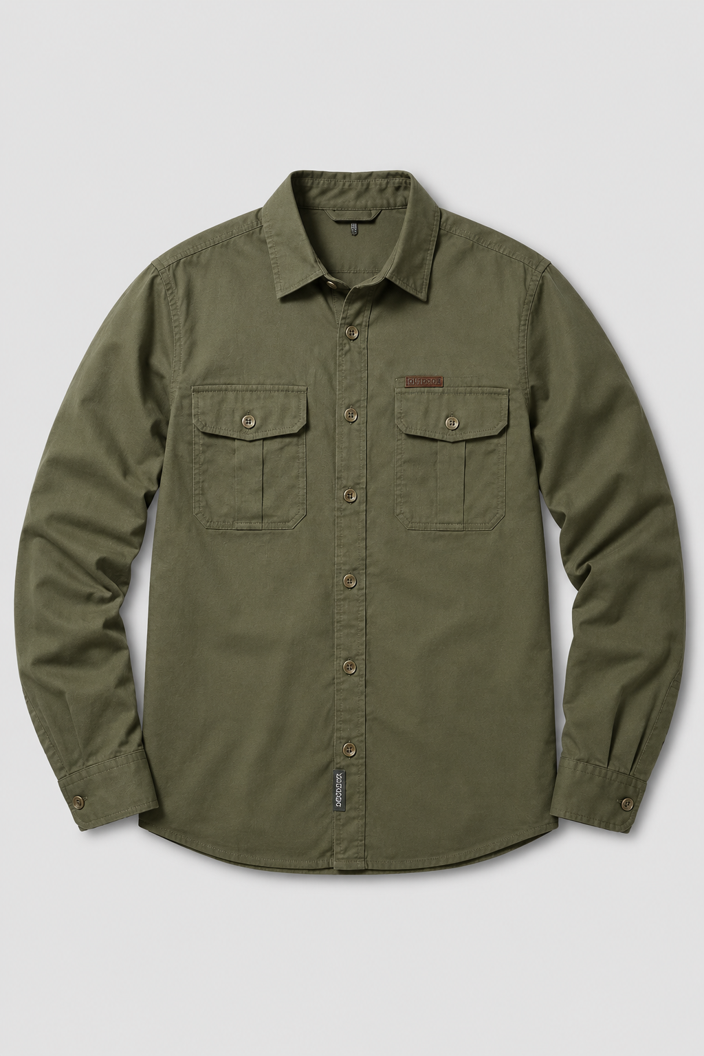 Regular Fit Herren Leinen-Overshirt in Olivgrün