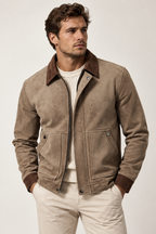 Veste homme en taupe avec col contrastant