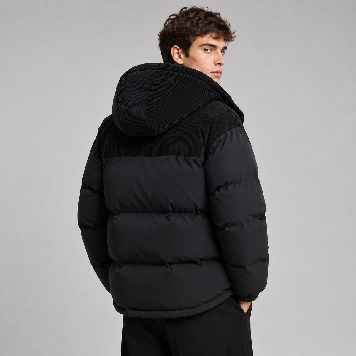 Herren Oversize Pufferjacke mit Kapuze