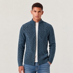 Cardigan homme en tricot avec fermeture éclair et col montant