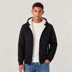 Cardigan à capuche en polaire Sherpa pour hommes avec fermeture éclair