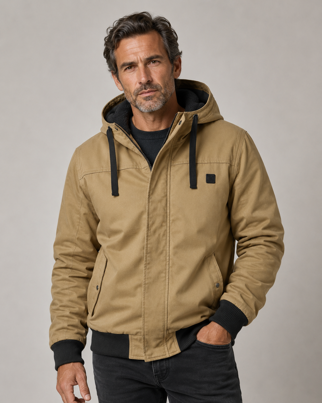 Herren Bomberjacke mit abnehmbarer Kapuze
