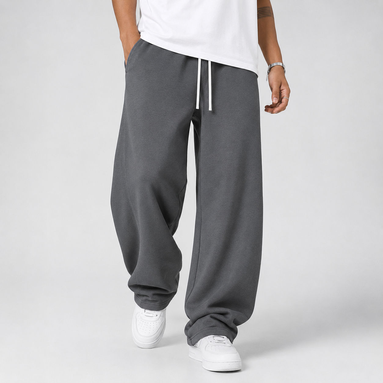 Herren Jogginghose aus Strick mit geradem Loose Fit