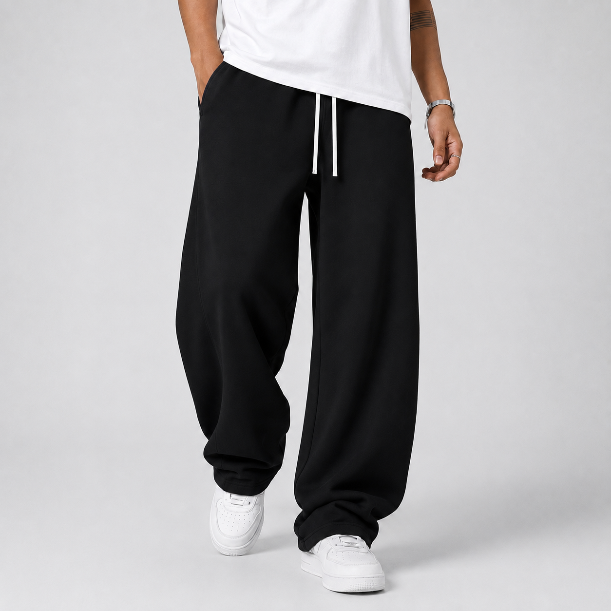 Herren Jogginghose aus Strick mit geradem Loose Fit