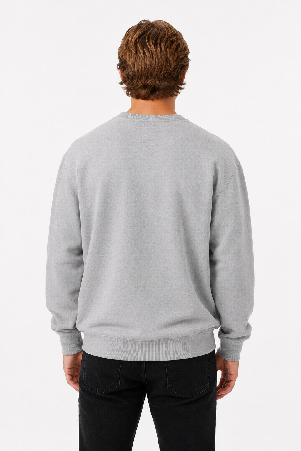 Pull-over oversize en maille pour homme col rond gris