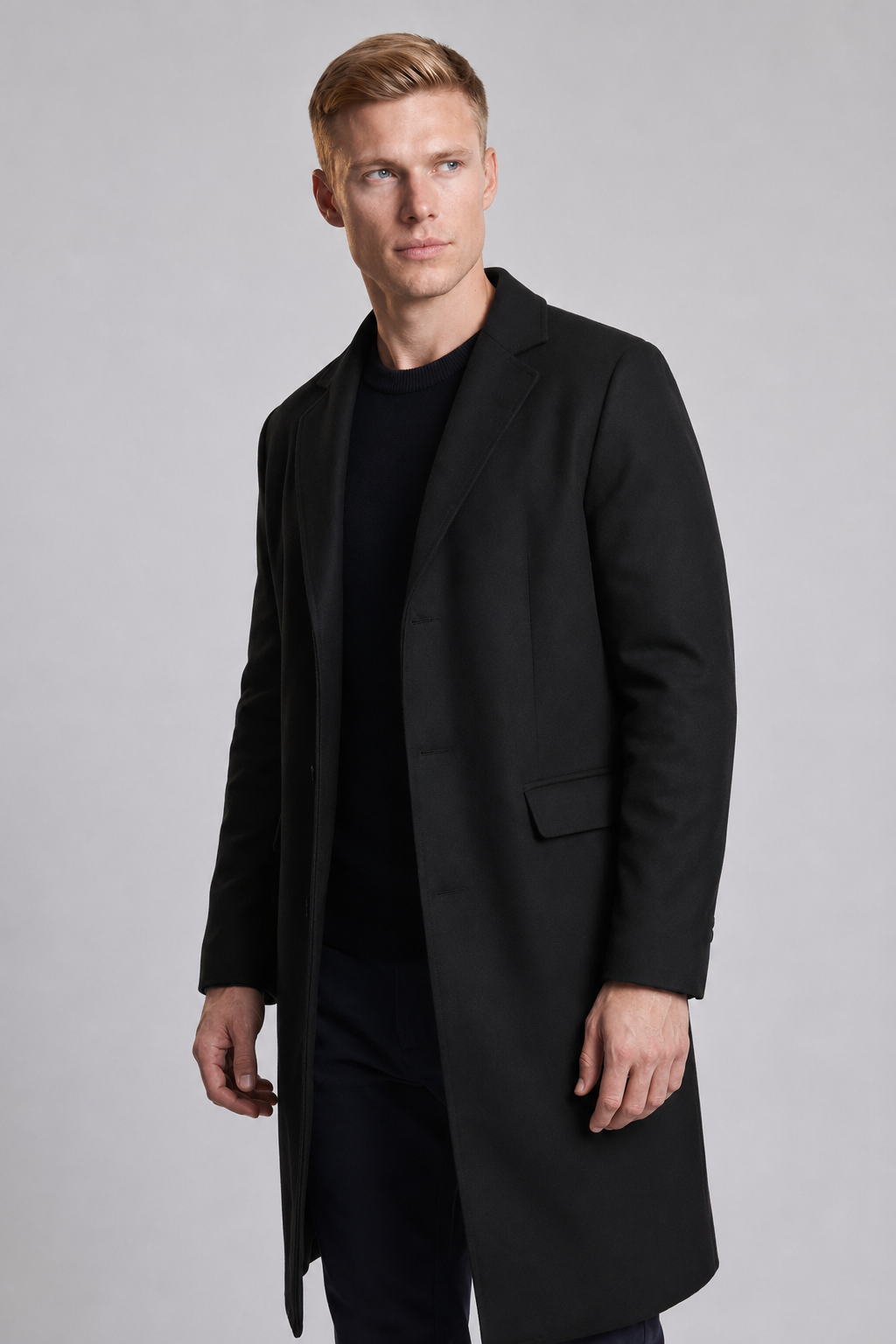 Manteau homme à simple boutonnage noir