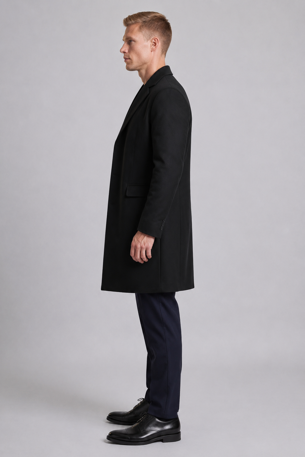 Manteau homme à simple boutonnage noir