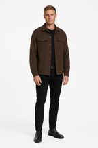 Herren Overshirt Jacke Coffee Brown Regular Fit
