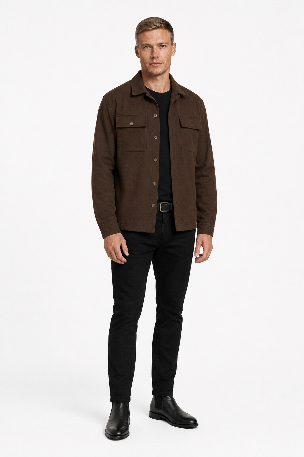 Herren Overshirt Jacke Coffee Brown Regular Fit