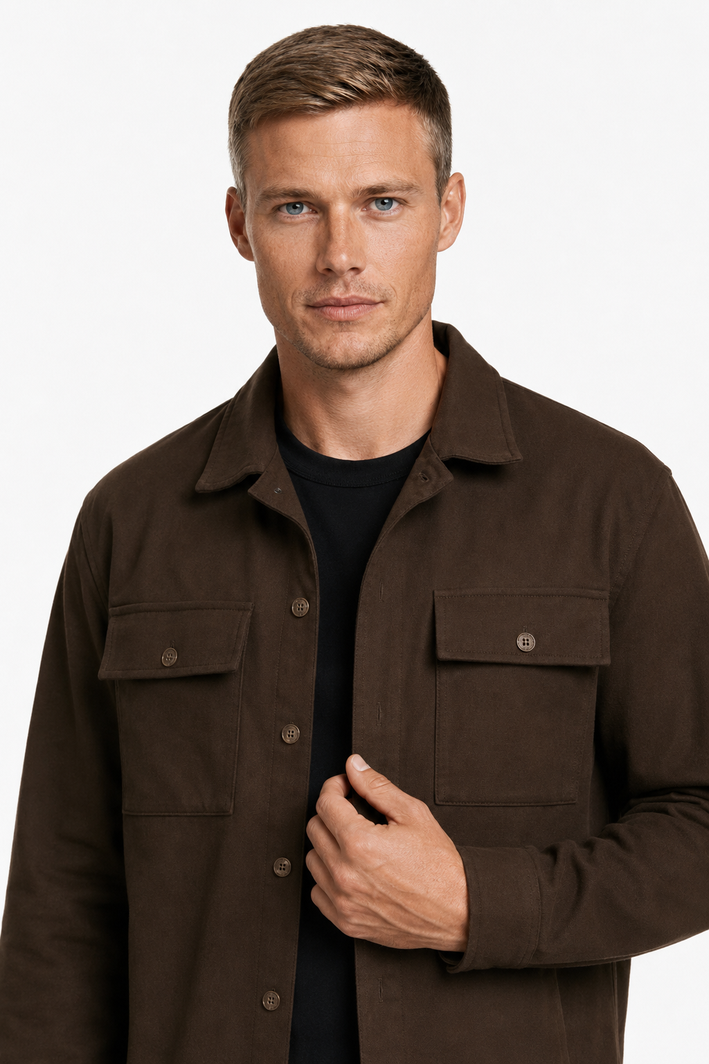 Herren Overshirt Jacke Coffee Brown Regular Fit
