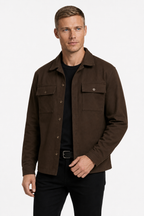 Herren Overshirt Jacke Coffee Brown Regular Fit
