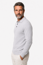 Herren Zopfstrickpullover mit Kragen in Hellgrau Langarm