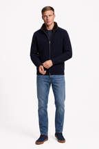 Cardigan homme avec fermeture éclair et col en fourrure
