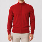 Cardigan homme en maille avec col montant, fermeture éclair et coupe décontractée