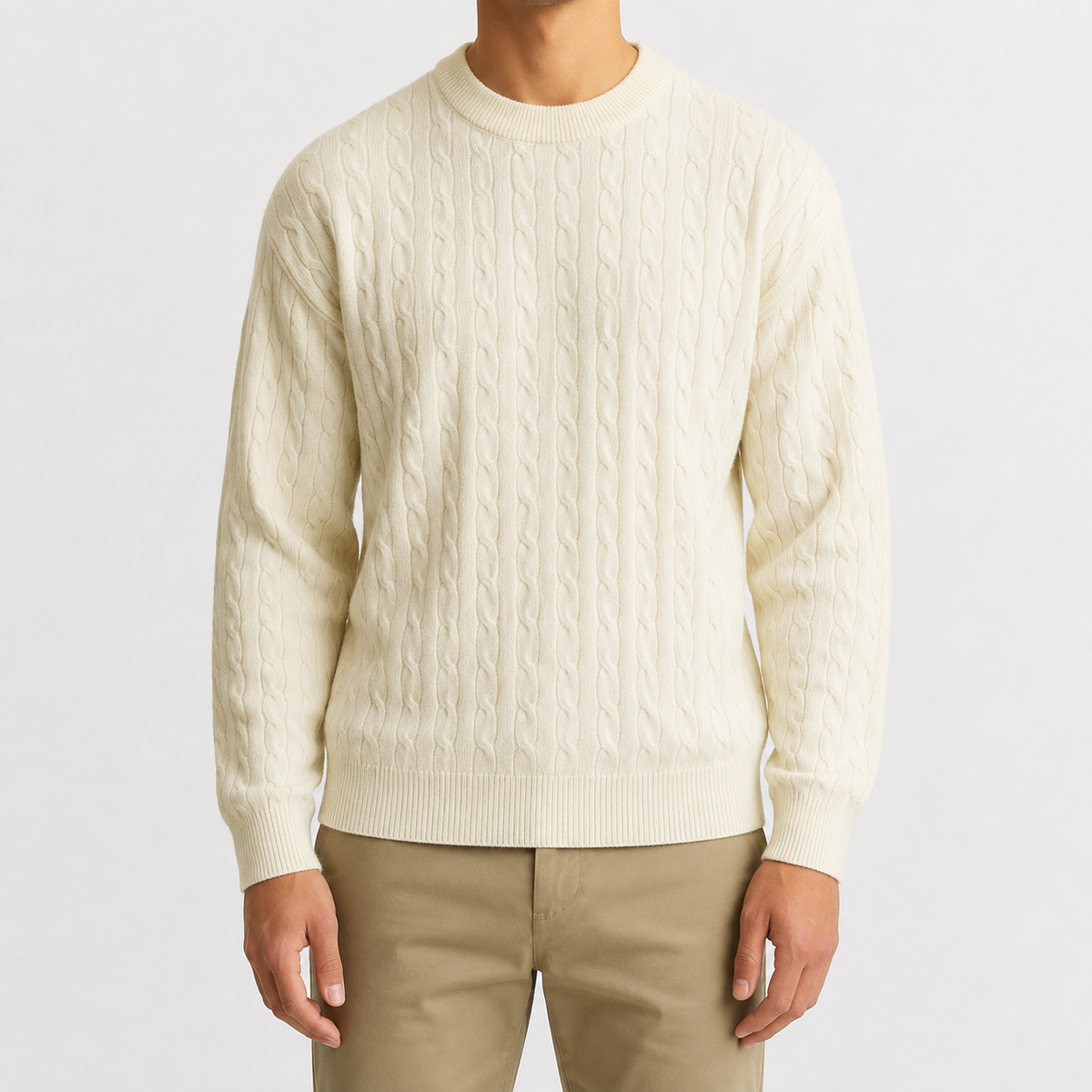 Herren Strickpullover mit Zopfmuster