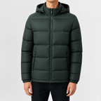 Heren doorgestikte jas met capuchon Warm en comfortabel voor de winter