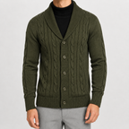 Cardigan homme d'hiver chaud avec aspect tricoté et sensation de légèreté