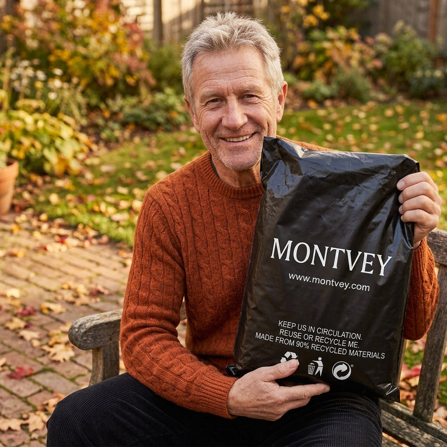 Customer wearing Montvey clothing