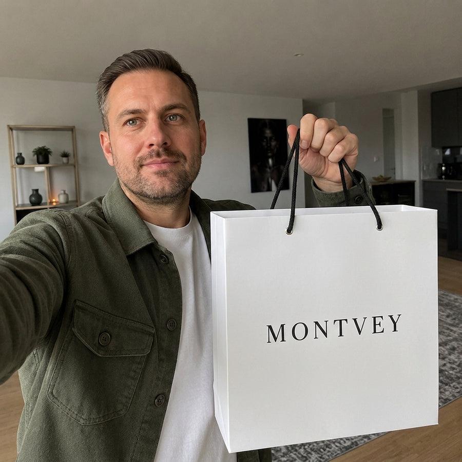 Customer wearing Montvey clothing