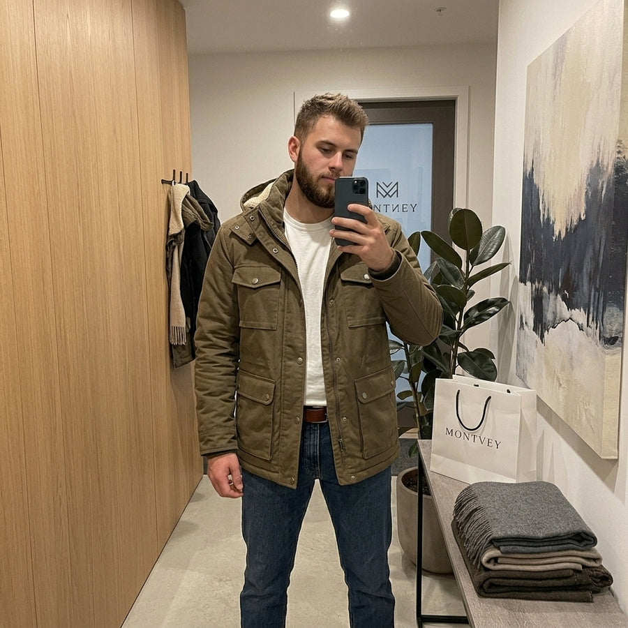 Customer wearing Montvey clothing
