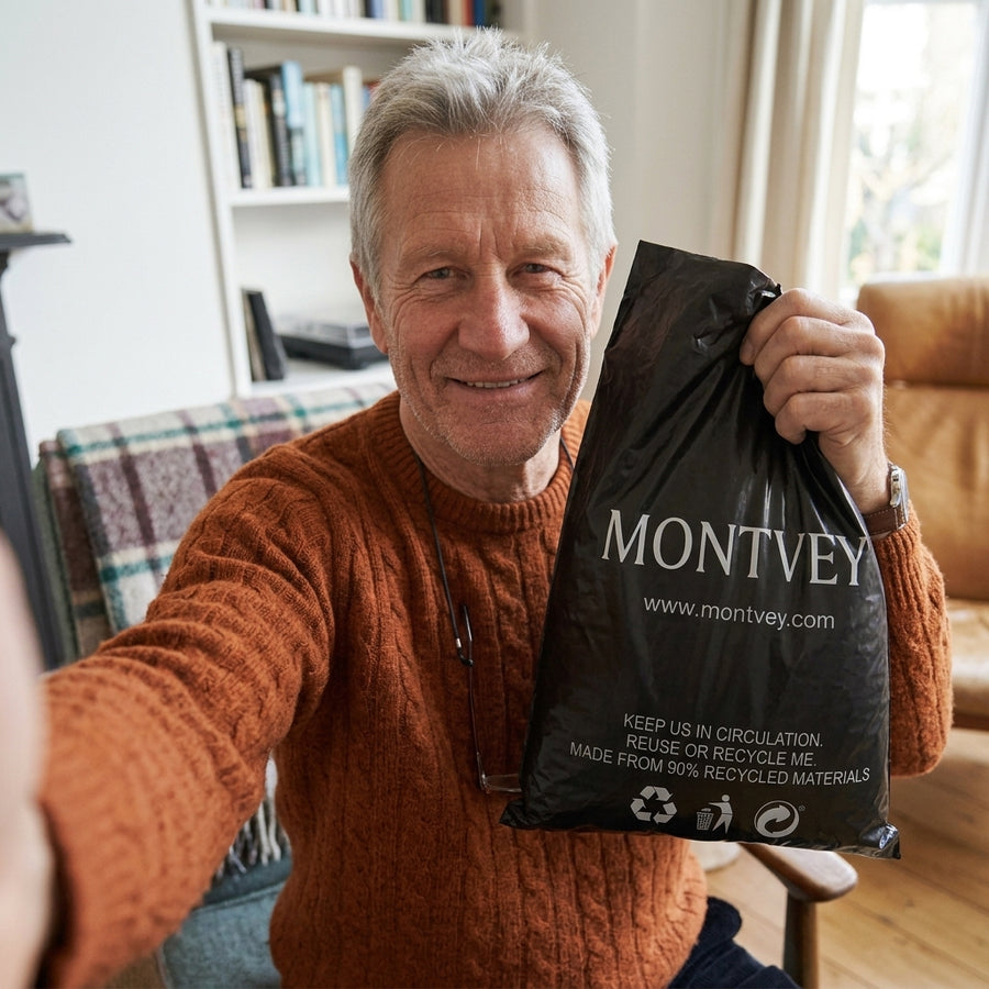 Customer wearing Montvey clothing