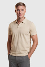 Men's Polo T-shirt – Sand-colored Slim Fit in Breathable Technical Fabric - - Polo skjorter - Valmont Wear