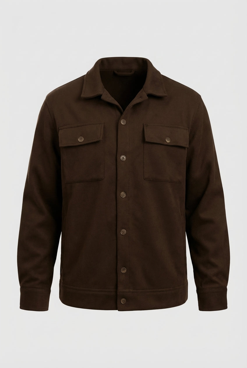 Herren Overshirt Jacke Coffee Brown Regular Fit