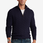 Pull en tricot à demi-fermeture éclair pour homme
