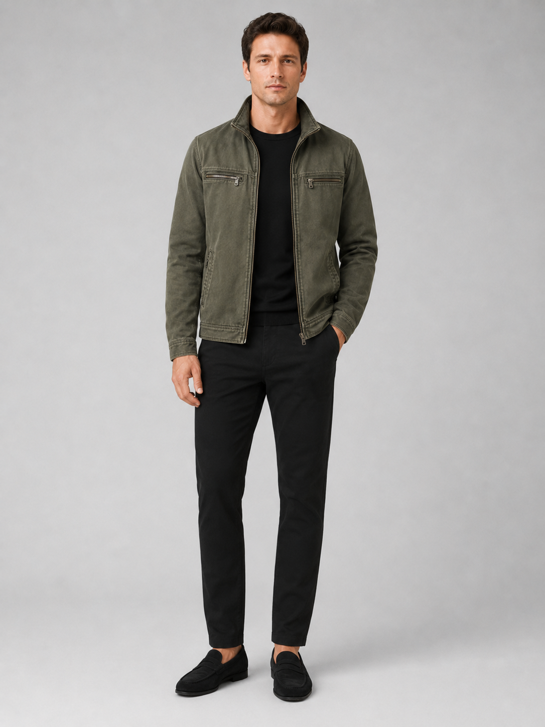 Herren Freizeitjacke aus gewaschener Baumwolle
