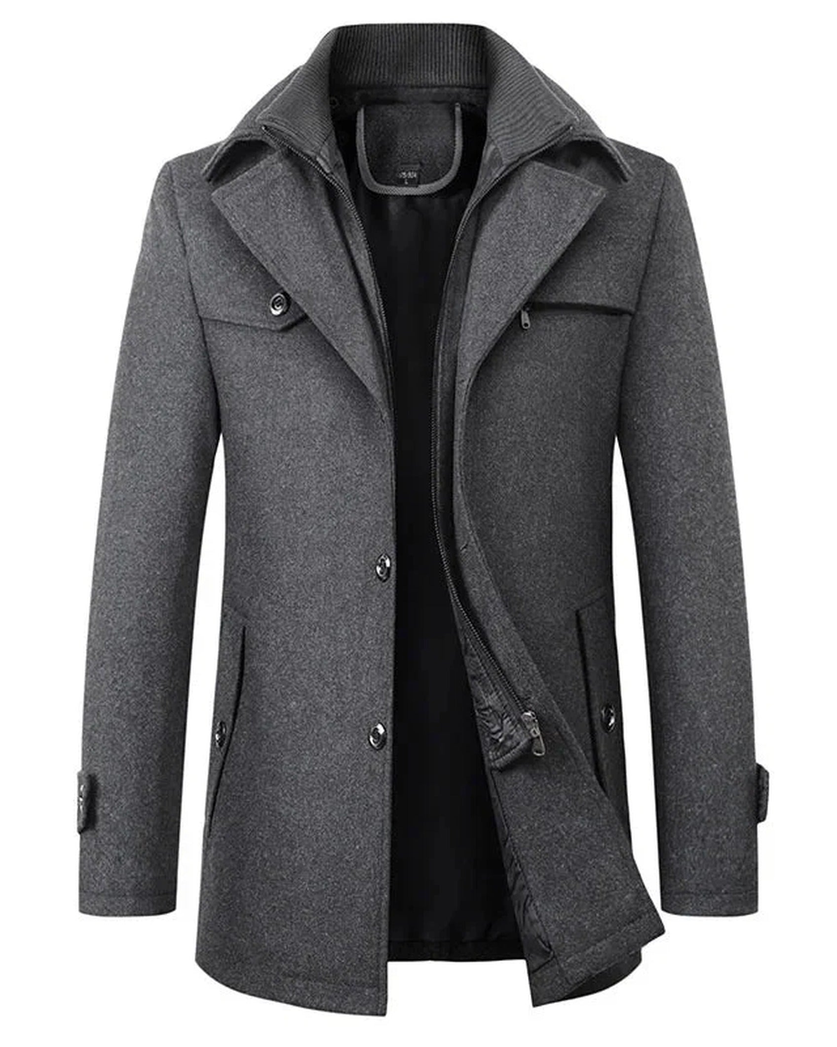 Eleganter Herrenmantel mit Doppelknopfverschluss