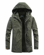 Veste d'hiver matelassée pour hommes avec capuche amovible