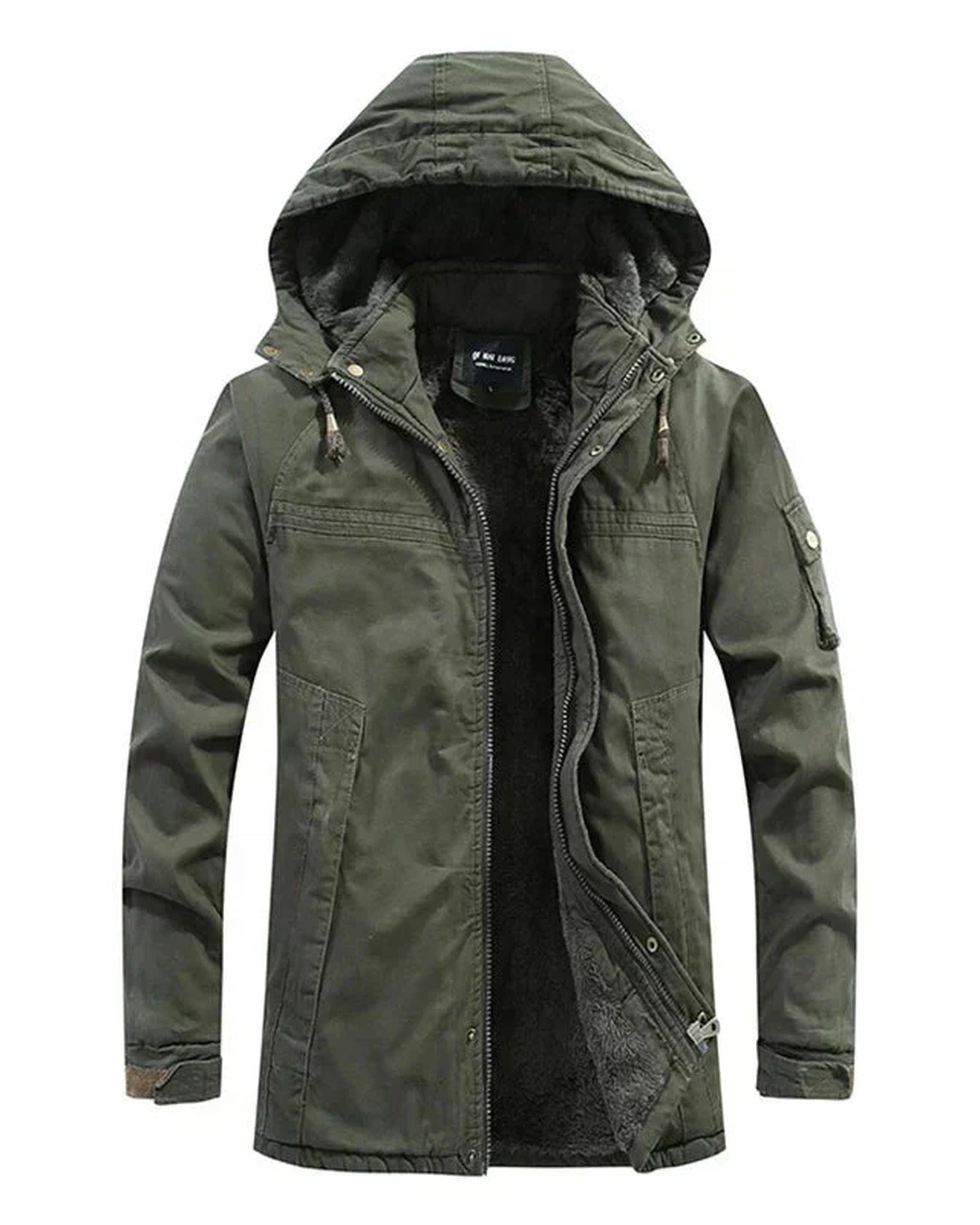 Veste d'hiver matelassée pour hommes avec capuche amovible
