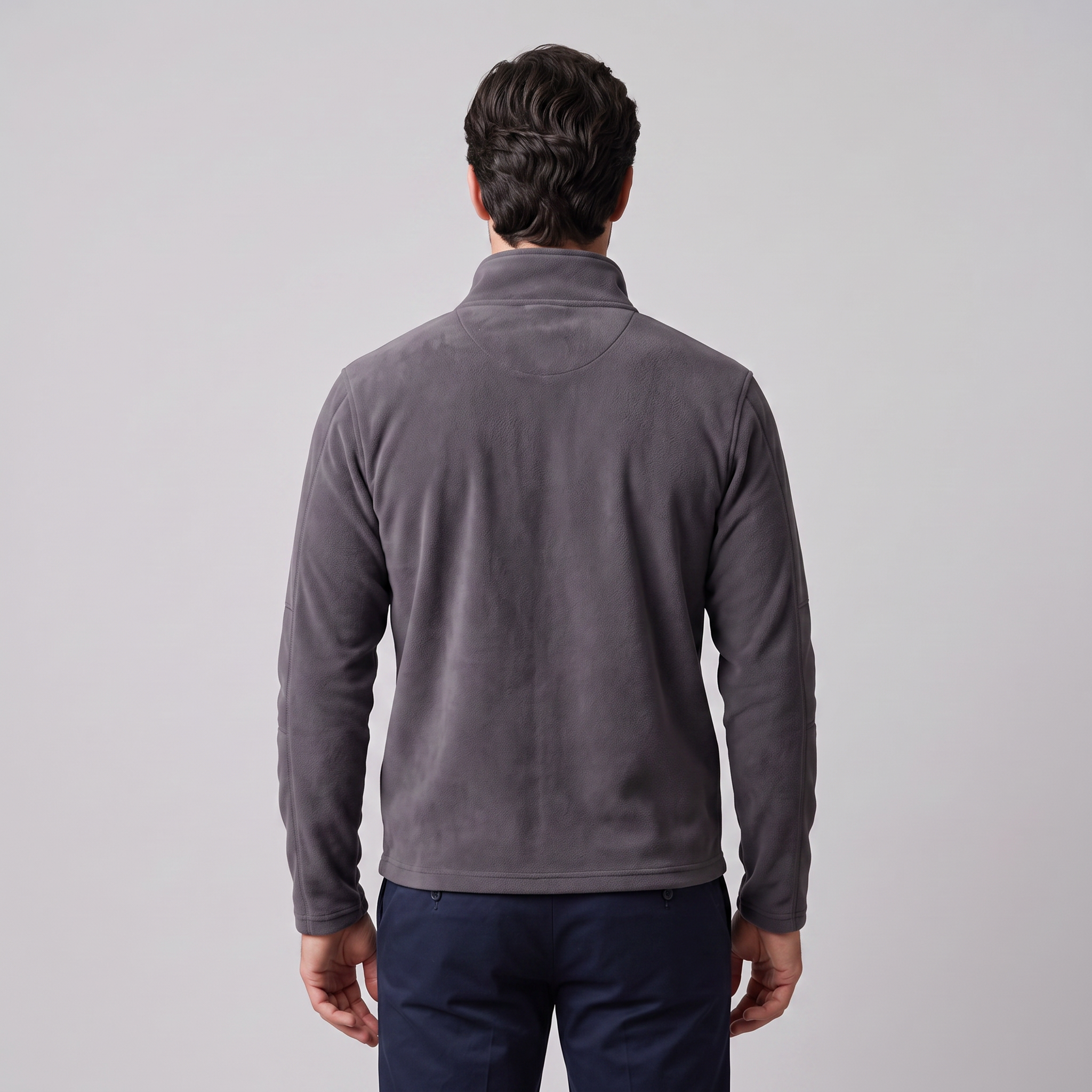 Pull polaire homme avec fermeture éclair quart