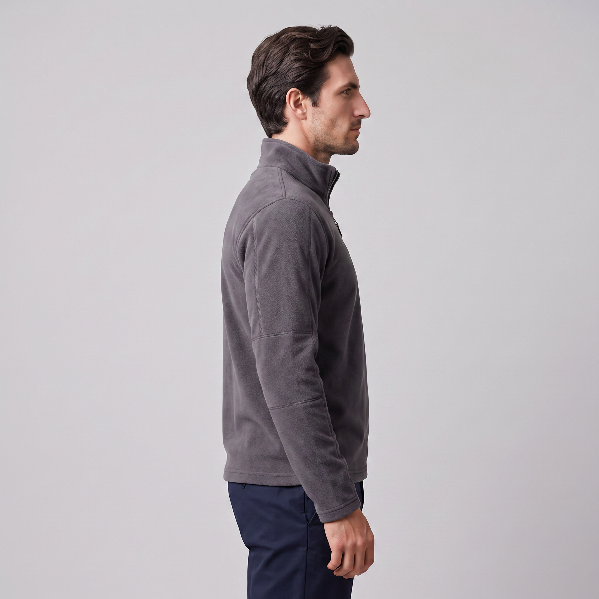 Pull polaire homme avec fermeture éclair quart